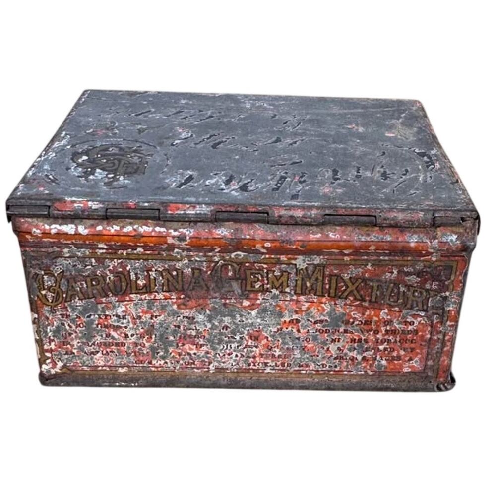 Vintage Carolina Gem Mixture Tobacco Tin Box Brown Bros Winston NC Advertising